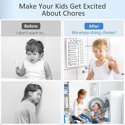 WQYWWLFR Chore Chart for Kids Dry Erase Board ADHD Tools for Kids to Do List Checklist Task Board Routine Chart Planning Board for Fridge with 10 Sliders and Magnetic Marker, White and Blue, 1 Pack in Saudi Arabia