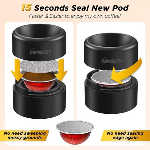 CAPMESSO Reusable Vertuo Pod Refill Kit, 2024 Newest Design for Faster Seal Reusable Nespresso Vertuo Pods with Fill & Press Brush,100pcs Aluminum Foil Lids for Refillable Nespresso Pods Vertuo in Saudi Arabia