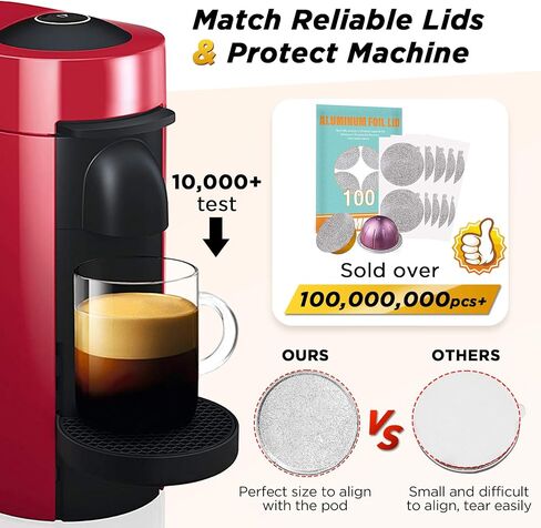 CAPMESSO Reusable Vertuo Pod Refill Kit, 2024 Newest Design for Faster Seal Reusable Nespresso Vertuo Pods with Fill & Press Brush,100pcs Aluminum Foil Lids for Refillable Nespresso Pods Vertuo in Saudi Arabia