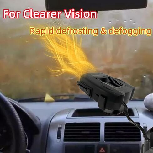 سخان السيارة 12 فولت 150 وات مزيل الضباب ومزيل الصقيع للزجاج الأمامي للسيارة مع مقبس ولاعة السجائر، 2 في 1 سخان خلفي للتدفئة/التبريد، مروحة سيارة تدور 360 درجة in Kuwait
