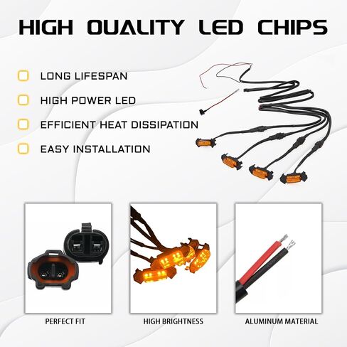 UZZH 4 قطع مصابيح LED للشواية للشاحنات، مصابيح LED كهرمانية مع سرج سلكي، مصابيح LED للشبكة الأمامية، مجموعة إضاءة الشواية الأمامية لملحقات السيارة لعام 2016-2019 Toyota Tacoma TRD PRO Front Gril in Kuwait
