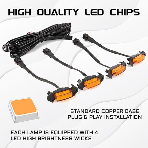 UZZH 4 قطع مصابيح LED للشواية للشاحنات، مصابيح LED كهرمانية مع سرج سلكي، مصابيح LED للشبكة الأمامية، مجموعة إضاءة الشواية الأمامية لملحقات السيارة لعام 2016-2019 Toyota Tacoma TRD PRO Front Gril in Kuwait