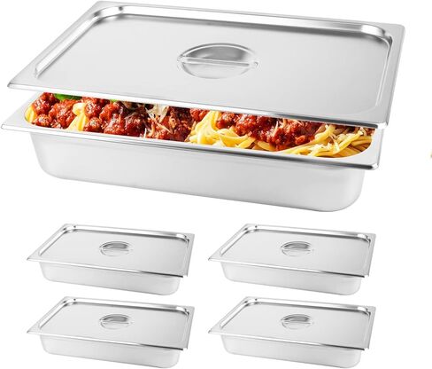 مقلاة فندق ريستلريوس بالحجم الكامل من الفولاذ المقاوم للصدأ مع غطاء، مقلاة طعام عميقة مقاس 4 بوصات، عبوة من 4 مقلاة بخار مضادة للمربى قابلة للتكديس للفنادق ومستلزمات المطاعم والحفلات والبوفيهات وتقديم الطعام للمناسبات in Kuwait