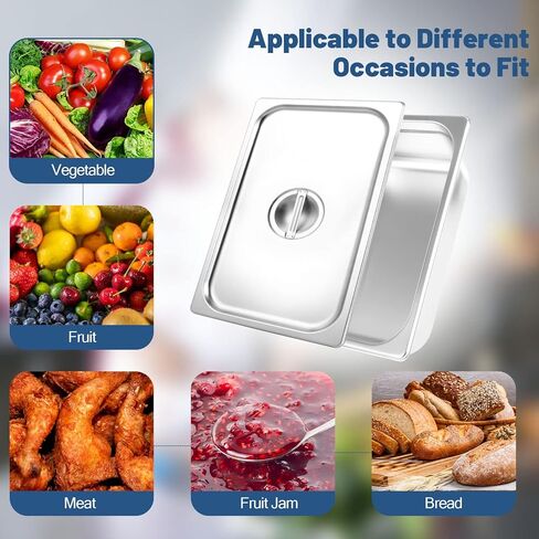 مقلاة فندق ريستلريوس بالحجم الكامل من الفولاذ المقاوم للصدأ مع غطاء، مقلاة طعام عميقة مقاس 4 بوصات، عبوة من 4 مقلاة بخار مضادة للمربى قابلة للتكديس للفنادق ومستلزمات المطاعم والحفلات والبوفيهات وتقديم الطعام للمناسبات in Kuwait