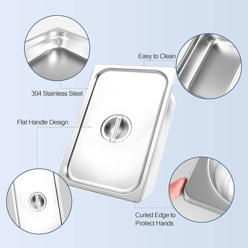 مقلاة فندق ريستلريوس بالحجم الكامل من الفولاذ المقاوم للصدأ مع غطاء، مقلاة طعام عميقة مقاس 4 بوصات، عبوة من 4 مقلاة بخار مضادة للمربى قابلة للتكديس للفنادق ومستلزمات المطاعم والحفلات والبوفيهات وتقديم الطعام للمناسبات in Kuwait