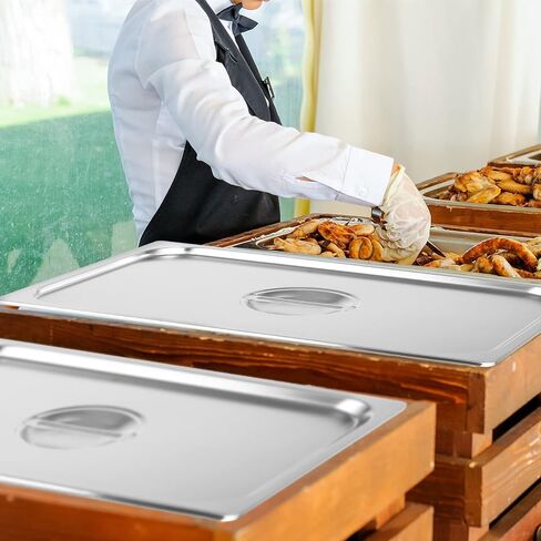 مقلاة فندق ريستلريوس بالحجم الكامل من الفولاذ المقاوم للصدأ مع غطاء، مقلاة طعام عميقة مقاس 4 بوصات، عبوة من 4 مقلاة بخار مضادة للمربى قابلة للتكديس للفنادق ومستلزمات المطاعم والحفلات والبوفيهات وتقديم الطعام للمناسبات in Kuwait