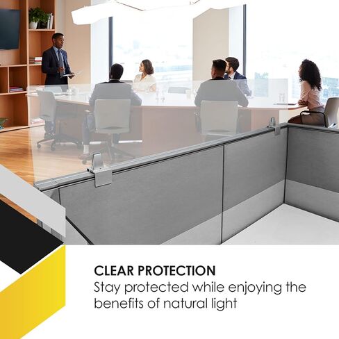 18" Frosted Acrylic Cubicle Mounted Privacy Panel with Small Brackets, Aluminum Frame, 18" x 24" in Kuwait
