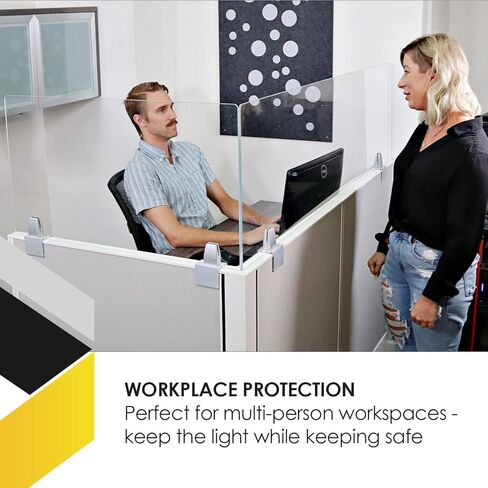 18" Frosted Acrylic Cubicle Mounted Privacy Panel with Small Brackets, Aluminum Frame, 18" x 24" in Kuwait