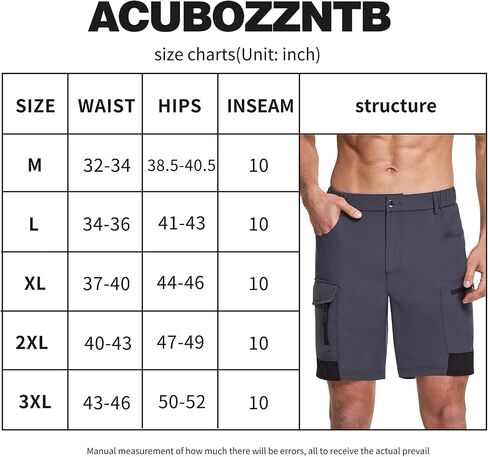 Acubozzntb Men's Hiking Cargo Shorts Quick Dry Casual Shorts with Multi Pockets for Men, Jogging,Climbing, Fishing, Walking in Saudi Arabia