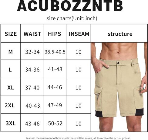 شورت Acubozzntb للرجال للمشي لمسافات طويلة، شورت كاجوال سريع الجفاف مع جيوب متعددة للرجال، الركض، التسلق، صيد الأسماك، المشي in Kuwait