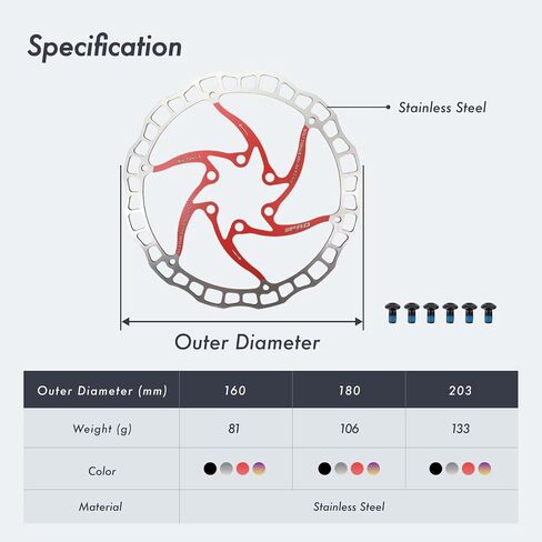 DJC Bike Brake Disc Rotor 2pcs MTB Brake Disc 160mm 180mm with 6 bolts Road Bike MTB BMX e scooter Steel Brake Disc (2pcs black, 160mm) in Saudi Arabia