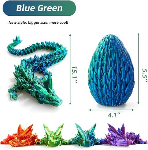 12inch 3D Printed Dragon Egg,Mystery Crystal Dragon Fidget Toys,Articulated Dragon,Home Desk Decor Easter Surprise Dinosaur Eggs,Adults Fidget Toys for Autism/ADHD (Laser Purple) in Saudi Arabia