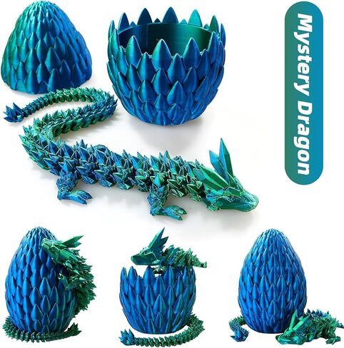 12inch 3D Printed Dragon Egg,Mystery Crystal Dragon Fidget Toys,Articulated Dragon,Home Desk Decor Easter Surprise Dinosaur Eggs,Adults Fidget Toys for Autism/ADHD (Laser Purple) in Saudi Arabia