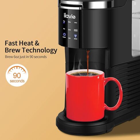 ماكينة صنع القهوة الفردية من إيلافي لكوب K والقهوة المطحونة، ماكينة صنع القهوة بكوب واحد، أحجام مشروبات 6 إلى 14 أونصة مع خزان قابل للإزالة 40 أونصة، ماكينة صنع القهوة الصغيرة مع وظيفة التنظيف الذاتي، أسود in Kuwait