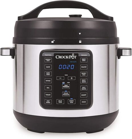 وعاء كروك 8 كوارت متعدد الاستخدام XL Express Crock، طباخ بطيء قابل للبرمجة وطباخ ضغط مع ضغط يدوي، غليان وطهي على نار خفيفة، من الفولاذ المقاوم للصدأ in Kuwait