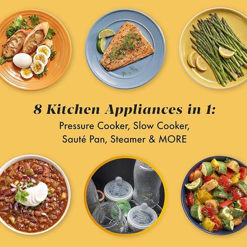 وعاء كروك 8 كوارت متعدد الاستخدام XL Express Crock، طباخ بطيء قابل للبرمجة وطباخ ضغط مع ضغط يدوي، غليان وطهي على نار خفيفة، من الفولاذ المقاوم للصدأ in Kuwait