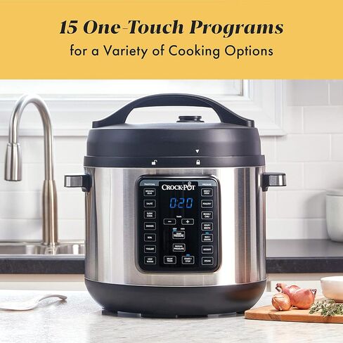 وعاء كروك 8 كوارت متعدد الاستخدام XL Express Crock، طباخ بطيء قابل للبرمجة وطباخ ضغط مع ضغط يدوي، غليان وطهي على نار خفيفة، من الفولاذ المقاوم للصدأ in Kuwait