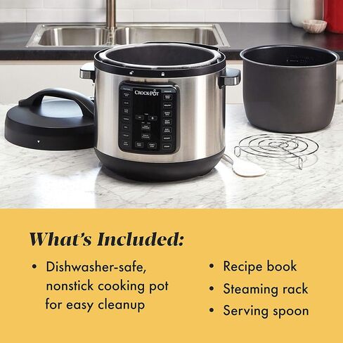 وعاء كروك 8 كوارت متعدد الاستخدام XL Express Crock، طباخ بطيء قابل للبرمجة وطباخ ضغط مع ضغط يدوي، غليان وطهي على نار خفيفة، من الفولاذ المقاوم للصدأ in Kuwait