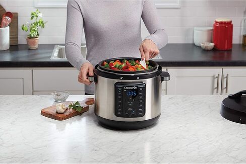 وعاء كروك 8 كوارت متعدد الاستخدام XL Express Crock، طباخ بطيء قابل للبرمجة وطباخ ضغط مع ضغط يدوي، غليان وطهي على نار خفيفة، من الفولاذ المقاوم للصدأ in Kuwait