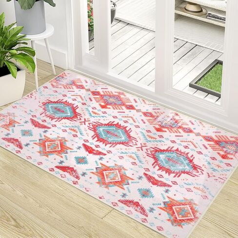 WESTLOOM Runner Rug 2x6 Modern Area Rug Hallway Rug Moroccan Geometric Rug Washable Rug Non Slip Accent Rug Kitchen Runner Rug Thin Throw Rug for Bedroom, Beige/Light Brwon in Saudi Arabia