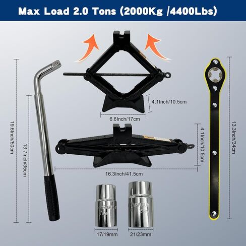 Apatal Scissor Jack for Car, 2.0 Ton (4,400 lbs) Scissor Lift Jack Quick Lifting Tire Changing Kit, Car Jack Kit with Ratchet Handle and Wheel Wrench Universal Car Emergency Kit for Auto/SUV/MPV in Saudi Arabia