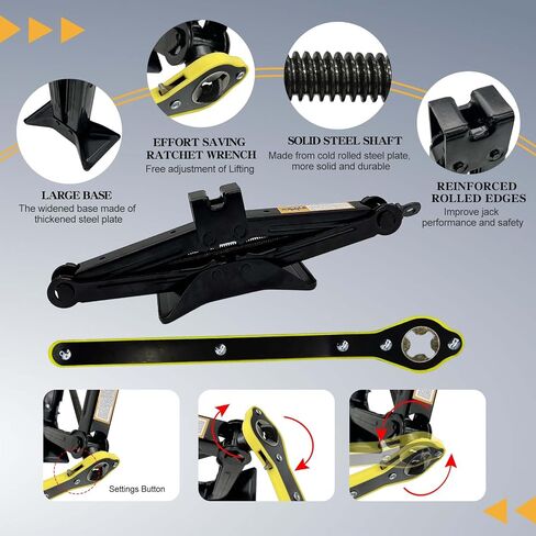 Apatal Scissor Jack for Car, 2.0 Ton (4,400 lbs) Scissor Lift Jack Quick Lifting Tire Changing Kit, Car Jack Kit with Ratchet Handle and Wheel Wrench Universal Car Emergency Kit for Auto/SUV/MPV in Saudi Arabia