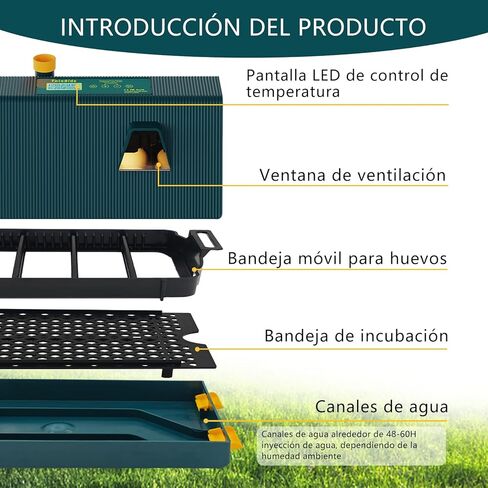 حاضنات تالابيد لتفريخ البيض، حاضنة البيض مع دوران تلقائي للبيض والتحكم في الرطوبة، 10 بيضات، شمع بيض منخفض الضوضاء لتفريخ الدجاج والبط والسمان والطيور in Kuwait