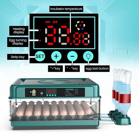 Automatic Egg Incubator 12-38 Egg Digital Poultry Hatcher Machine ith Automatic Egg Turning, Temperature & Humidity Control, Efficient LED Lighting for Chicken Geese Ducks Pigeons Quails (12 Eggs) in Kuwait