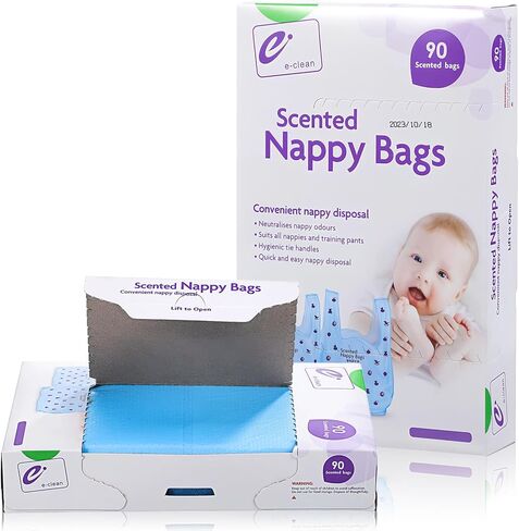 أكياس حفاضات الأطفال للاستعمال مرة واحدة من تويفيان: 180 قطعة من أكياس الحفاضات المعطرة للاستعمال مرة واحدة، أكياس قمامة لإعادة ملء أكياس قمامة حفاضات الأطفال مع مقبض ربط، سميكة وآمنة، 90 قطعة/صندوق (صندوقين) in Kuwait