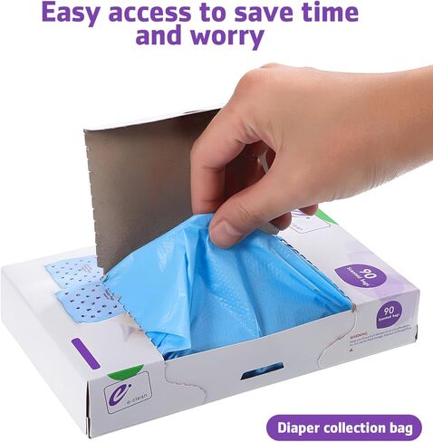 أكياس حفاضات الأطفال للاستعمال مرة واحدة من تويفيان: 180 قطعة من أكياس الحفاضات المعطرة للاستعمال مرة واحدة، أكياس قمامة لإعادة ملء أكياس قمامة حفاضات الأطفال مع مقبض ربط، سميكة وآمنة، 90 قطعة/صندوق (صندوقين) in Kuwait