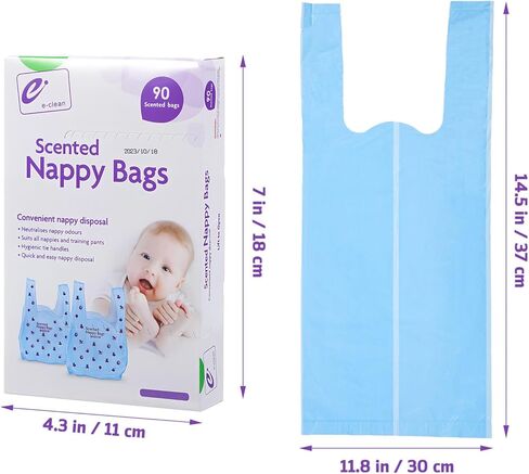 أكياس حفاضات الأطفال للاستعمال مرة واحدة من تويفيان: 180 قطعة من أكياس الحفاضات المعطرة للاستعمال مرة واحدة، أكياس قمامة لإعادة ملء أكياس قمامة حفاضات الأطفال مع مقبض ربط، سميكة وآمنة، 90 قطعة/صندوق (صندوقين) in Kuwait