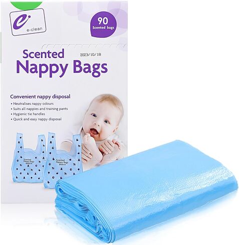 أكياس حفاضات الأطفال للاستعمال مرة واحدة من تويفيان: 180 قطعة من أكياس الحفاضات المعطرة للاستعمال مرة واحدة، أكياس قمامة لإعادة ملء أكياس قمامة حفاضات الأطفال مع مقبض ربط، سميكة وآمنة، 90 قطعة/صندوق (صندوقين) in Kuwait