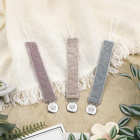 Pacifier Holder Pacifier Clips 3 Pack,Soft Fabric Strap, Silky Plush Pacifier Leash for boy and Girl 3 Pack … in Kuwait