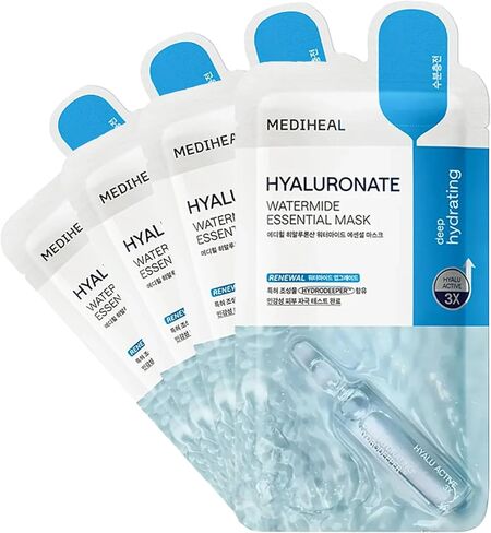 أفضل قناع ورقي كوري رسمي من Mediheal - قناع الوجه الأساسي بالكولاجين 10 ورقات لشد وشد جميع أنواع البشرة، مجموعات قيمة in Kuwait