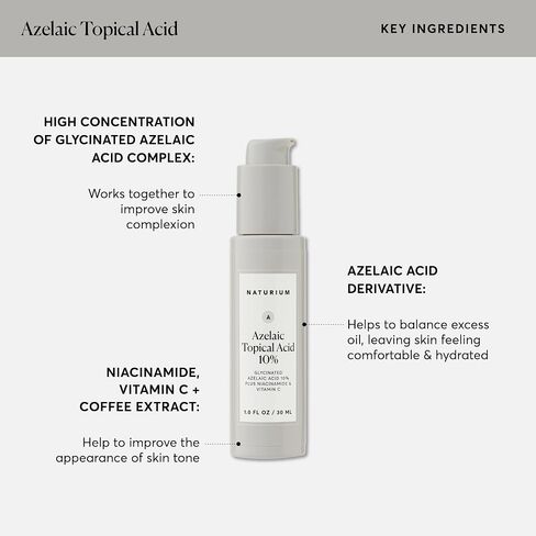 Naturium Azelaic حمض موضعي 10%، علاج تجميلي للعناية بالوجه والبشرة مع النياسيناميد وفيتامين C، 1 أونصة in Kuwait