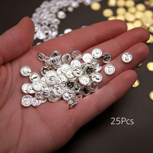 عملات ذهبية 10 PCS مصغرة 1: 6 مقياس المعدني المعدني - St Patrick Leprechaun ، Treasure Pirate ، Dollhouse Coins (25 Coins) in Kuwait
