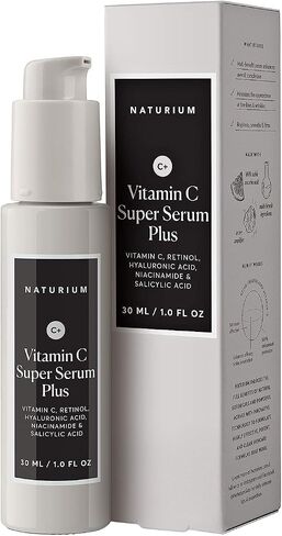 Naturium Vitamin C Super Serum Plus, Smoothing Face Care, plus Retinol, Hyaluronic Acid, Niacinamide & Salicylic Acid, 1 oz in Kuwait