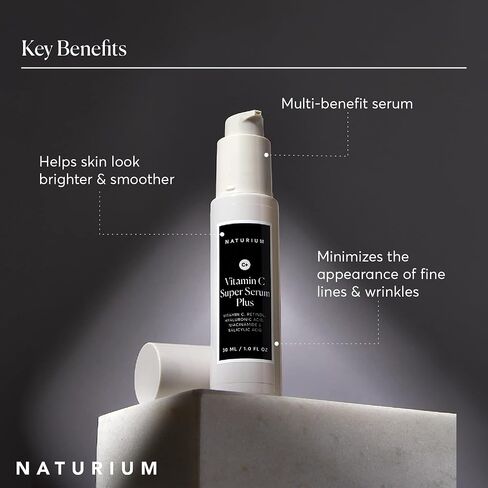 Naturium Vitamin C Super Serum Plus, Smoothing Face Care, plus Retinol, Hyaluronic Acid, Niacinamide & Salicylic Acid, 1 oz in Kuwait