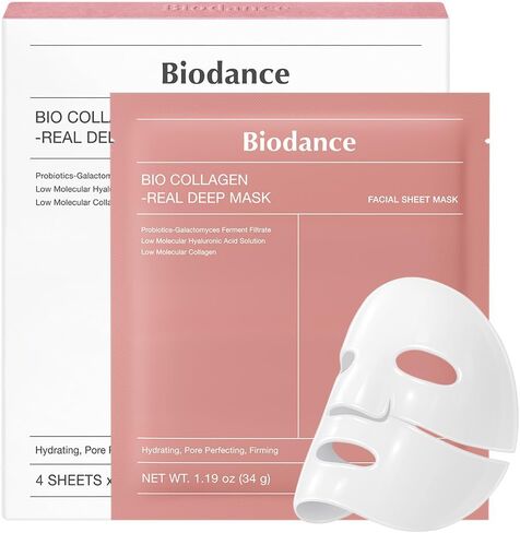 قناع عميق حقيقي بالكولاجين الحيوي من BIODANCE، قناع هيدروجيل مرطب طوال الليل، تقليل المسام، المرونة، تحسين الترطيب، العناية الكورية بالبشرة، مواد تخزين للفتيات المراهقات | 1.19 أونصة (34 جم) × 4 قطع in Saudi Arabia