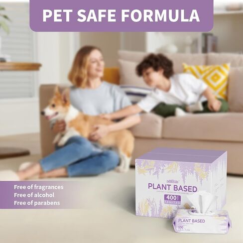 400 قطعة من مناديل مبللة للكلاب للكفوف والمؤخرة، مضادة للحساسية، تنظيف وإزالة الروائح الكريهة للغدة الشرجية، مناديل صحية للجراء للكلاب، مناديل للوجه والجسم، تنظيف فراء الكلاب، مناديل مبللة للكلاب (لافندر) in Kuwait