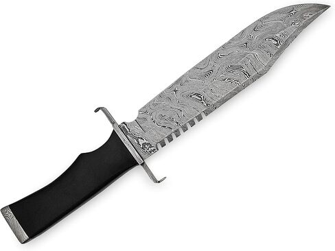 SFG - 14" Fixed Blade Hunting Bowie Knife, Damascus Steel Blade, Non-Slip Black Micarta Handle, Hunting, Camping, Backpacking, Fishing, Unique Gift Item For Him in Saudi Arabia