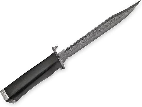 SFG - 14" Fixed Blade Hunting Bowie Knife, Damascus Steel Blade, Non-Slip Black Micarta Handle, Hunting, Camping, Backpacking, Fishing, Unique Gift Item For Him in Saudi Arabia
