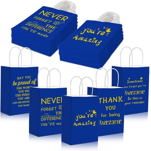 BHHQHH 30 PCS تقدير الموظف أكياس الهدايا شكرا لك حقائب هدايا صغار معاملة مع مقبض لزملاء العمل في العمل مع المعلمين متطوعين (8.3 * 5.9 * 3.15 بوصة) in Kuwait
