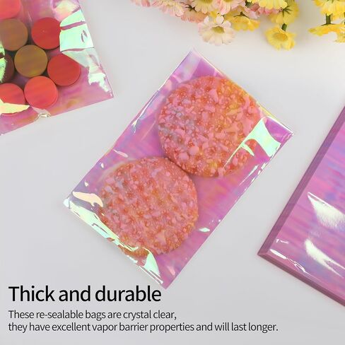 100 PCS Cookie Bags, Candy Bags, Self Sealing Cellophane Treat Bags, Self Adhesive Clear Iridescent Cellophane Bags, 3x5.6 Inches Individual Cookie Bags for Packaging, Candy, Cake Pops in Saudi Arabia