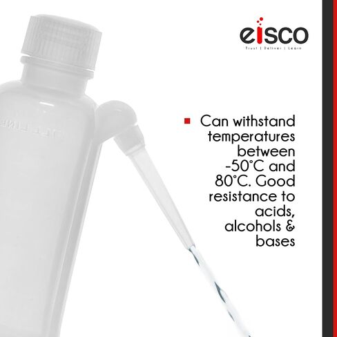 زجاجة غسيل EISCO، 500 مل - بولي إيثيلين - شفافة وغير قابلة للكسر - غطاء لولبي مع فوهة سفلية لتوزيع مختبرات السوائل in Saudi Arabia