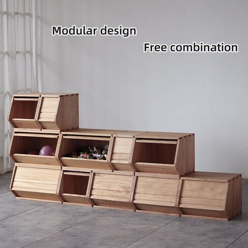 Stackable Solid Wood Storage Chests,Bins with Lids,Modular Wooden Multi-use Box,Closet Storage Organizers,Hall Entryway Cabinet,Drawers,Potato,Onion,Bread,Classify by Items,11.75"W(1 Pack) in Saudi Arabia