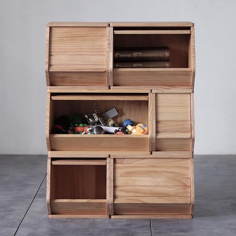 Stackable Solid Wood Storage Chests,Bins with Lids,Modular Wooden Multi-use Box,Closet Storage Organizers,Hall Entryway Cabinet,Drawers,Potato,Onion,Bread,Classify by Items,11.75"W(1 Pack) in Saudi Arabia