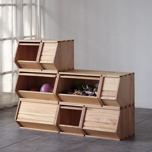 Stackable Solid Wood Storage Chests,Bins with Lids,Modular Wooden Multi-use Box,Closet Storage Organizers,Hall Entryway Cabinet,Drawers,Potato,Onion,Bread,Classify by Items,11.75"W(1 Pack) in Saudi Arabia