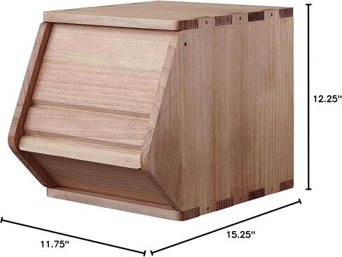 Stackable Solid Wood Storage Chests,Bins with Lids,Modular Wooden Multi-use Box,Closet Storage Organizers,Hall Entryway Cabinet,Drawers,Potato,Onion,Bread,Classify by Items,11.75"W(1 Pack) in Saudi Arabia