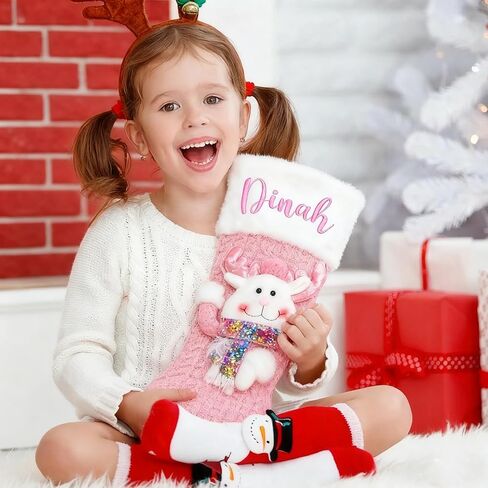 Personalized 3D Christmas Stockings, Custom Family Christmas Stockings, Holiday Decor, Embroidered Stockings With Name, Monogram Stocking (Style 2) in Kuwait